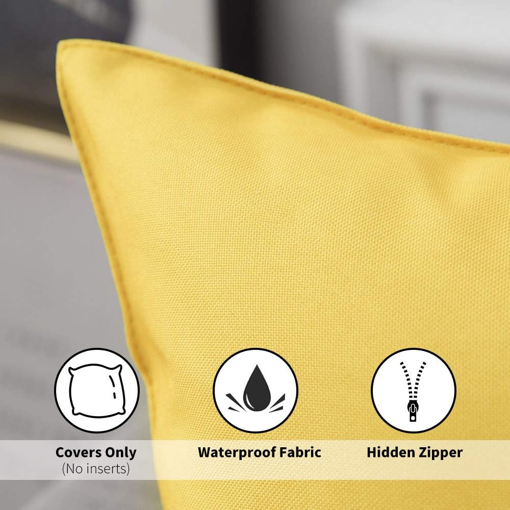 Miulee – Paquete de 2 fundas decorativas para cojines, para usar en exteriores, impermeables, cuadradas, para jardín, patio, tienda de campaña,