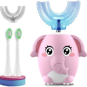 Cepillos de dientes eléctricos para niños, en forma de U, cepillo automático sónico para niños con 4 cabezales de cepillo, 6 modos de limpieza, Cepillos de dientes eléctricos para niños, en forma de U, cepillo automático sónico para niños con 4 cabezales de cepillo, 6 modos de limpieza,
