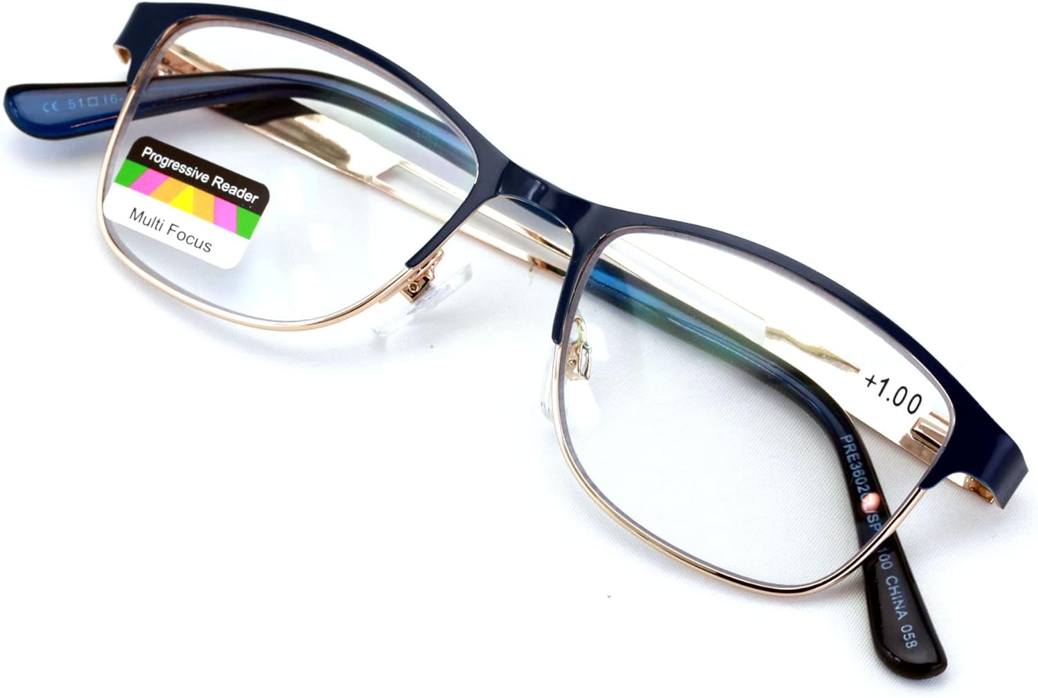 V.W.E. Lentes de lectura trifocales de metal sin línea para mujer, con revestimiento antirreflectante