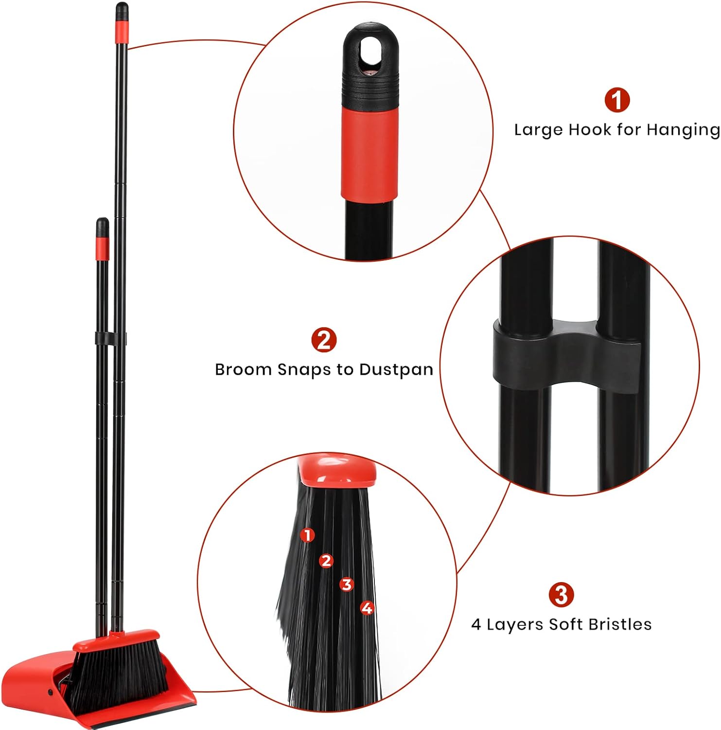TreeLen – Juego de escoba y recogedor, combo de escoba y recogedor de 132 cm para el hogar