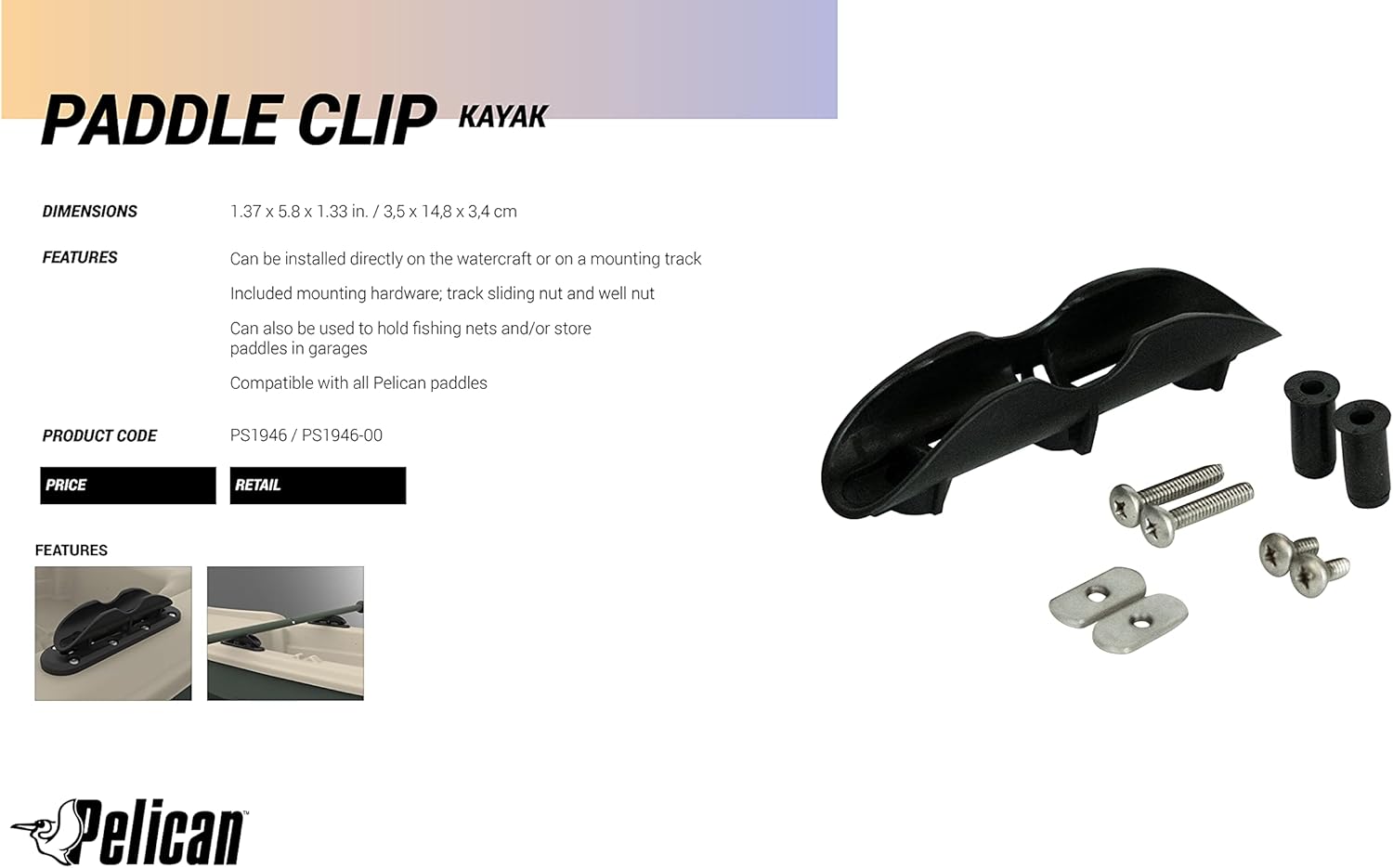Pelican Deporte – Clip de paleta – Fácil de instalar – Se adapta a la mayoría de paletas – Clip multifunción – También un soporte para paletas y