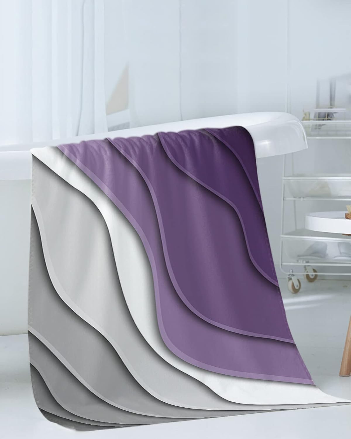 Juego de toallas de baño de 3 piezas, color morado y gris, juego de toallas de baño suaves para baño, toallas de baño absorbentes (1 toalla de baño,