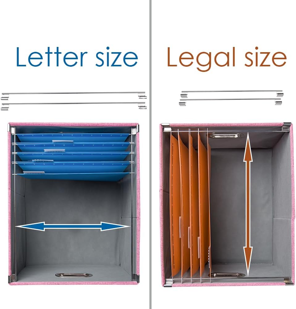 PRANDOM Caja organizadora de archivos, juego de 4 carpetas plegables decorativas de lino para almacenamiento de archivos colgantes con tapas,
