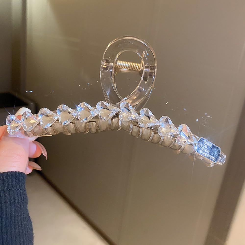Wiwpar Pinzas grandes para el cabello con diamantes de imitación, pinza de acrílico para el cabello, horquilla para el cabello antideslizante,
