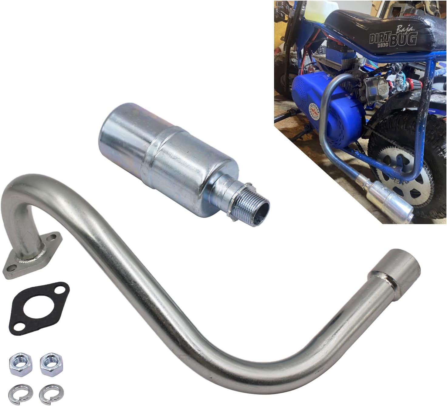 Escape con silenciador para Hemi Predator 212cc 6.5hp Honda GX160 GX200 Powerhorse 208cc DuroMax 7 Hp Go Kart y Mini Bike