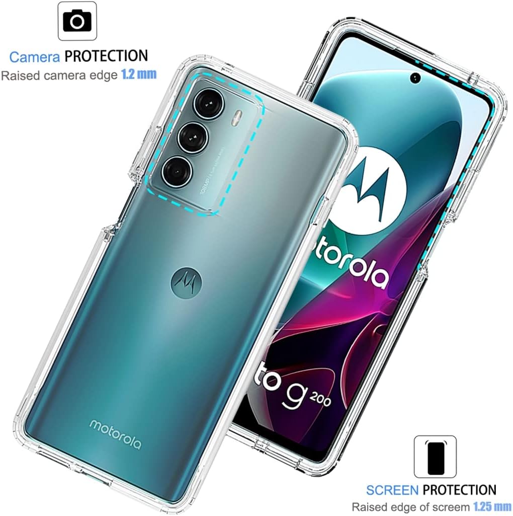 Tothedu Funda para Moto G200 5GEdge S30 XT2175-2 con protector de pantalla de vidrio templado, carcasa protectora de cuerpo completo transparente de