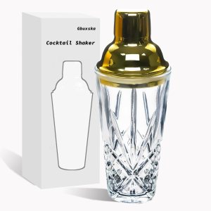 Gbuxska Coctelera de cristal, 14.5 onzas, coctelera para bares, whisky, cócteles, color dorado Gbuxska Coctelera de cristal, 14.5 onzas, coctelera para bares, whisky, cócteles, color dorado