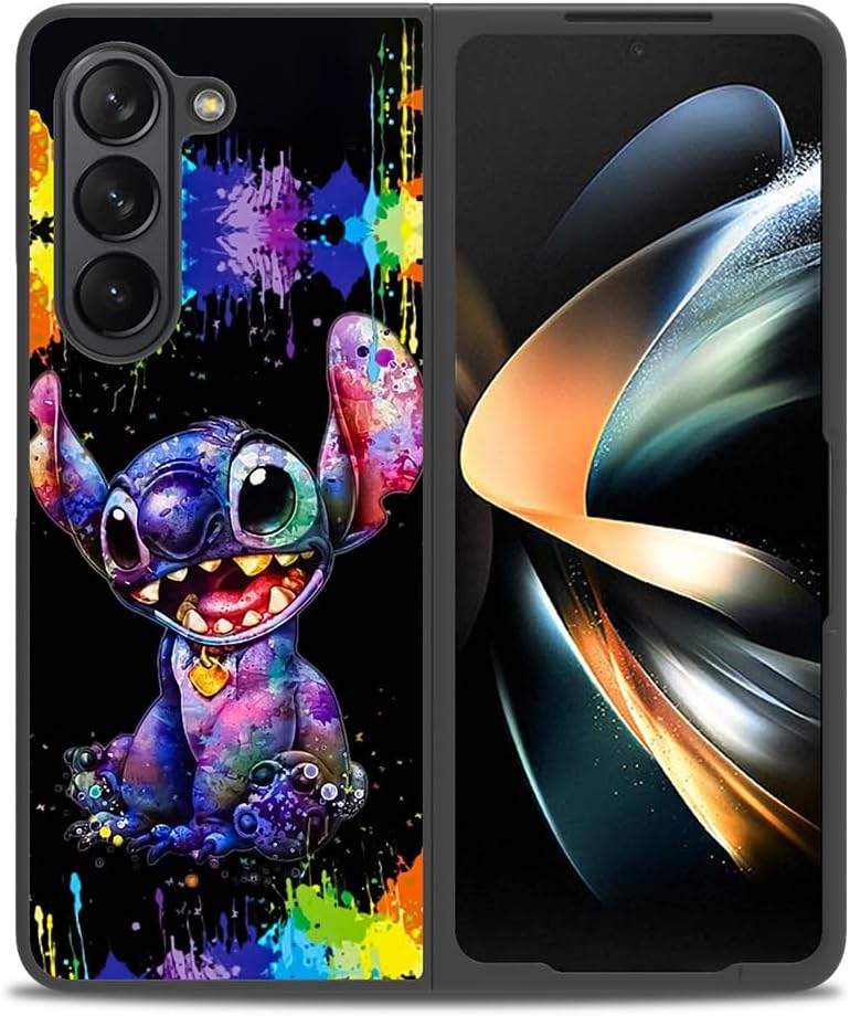cuwana Funda compatible con Samsung Galaxy Z Fold 5 (2023), linda puntada colorida de dibujos animados, delgada, suave, antiarañazos, cuatro