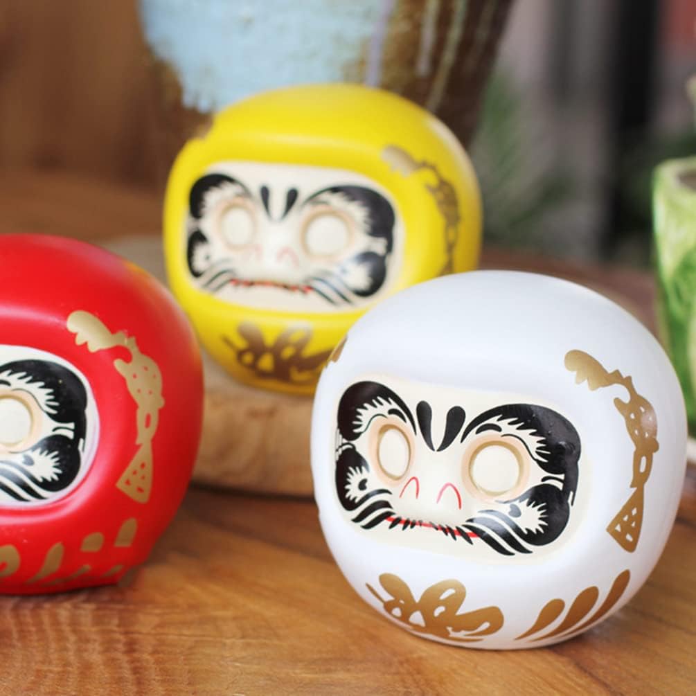STOBOK Decoración para el hogar, caja de ahorro de muñeca japonesa Daruma de cerámica, alcancía de gato, banco de deseos, estatua zen de la suerte,
