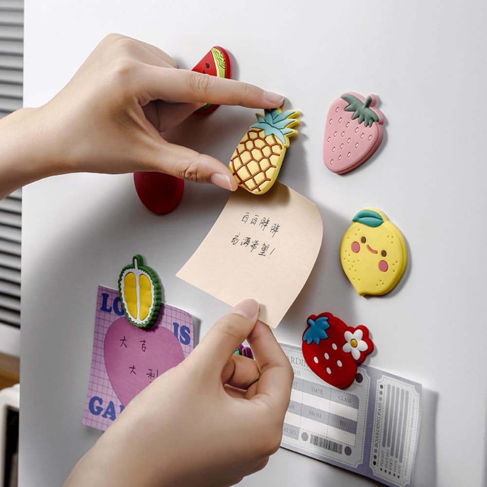 9 imanes de silicona para nevera de frutas, lindos imanes de frutas para refrigerador, imán para refrigerador de frutas, alimentos, frutas, imanes