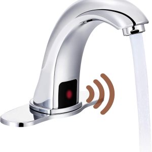 Grifo de fregadero de baño sin contacto de níquel cepillado con válvula de mezcla de control de temperatura, sensor de movimiento automático Grifo de fregadero de baño sin contacto de níquel cepillado con válvula de mezcla de control de temperatura, sensor de movimiento automático