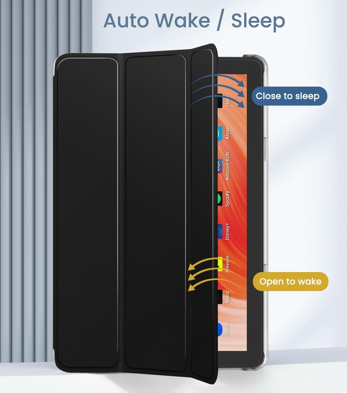 MoKo Funda para tablet Tienda Kindle Fire HD 10 (13 generación, versión 2023) de 10.1 pulgadas, funda de piel sintética con soporte triple para