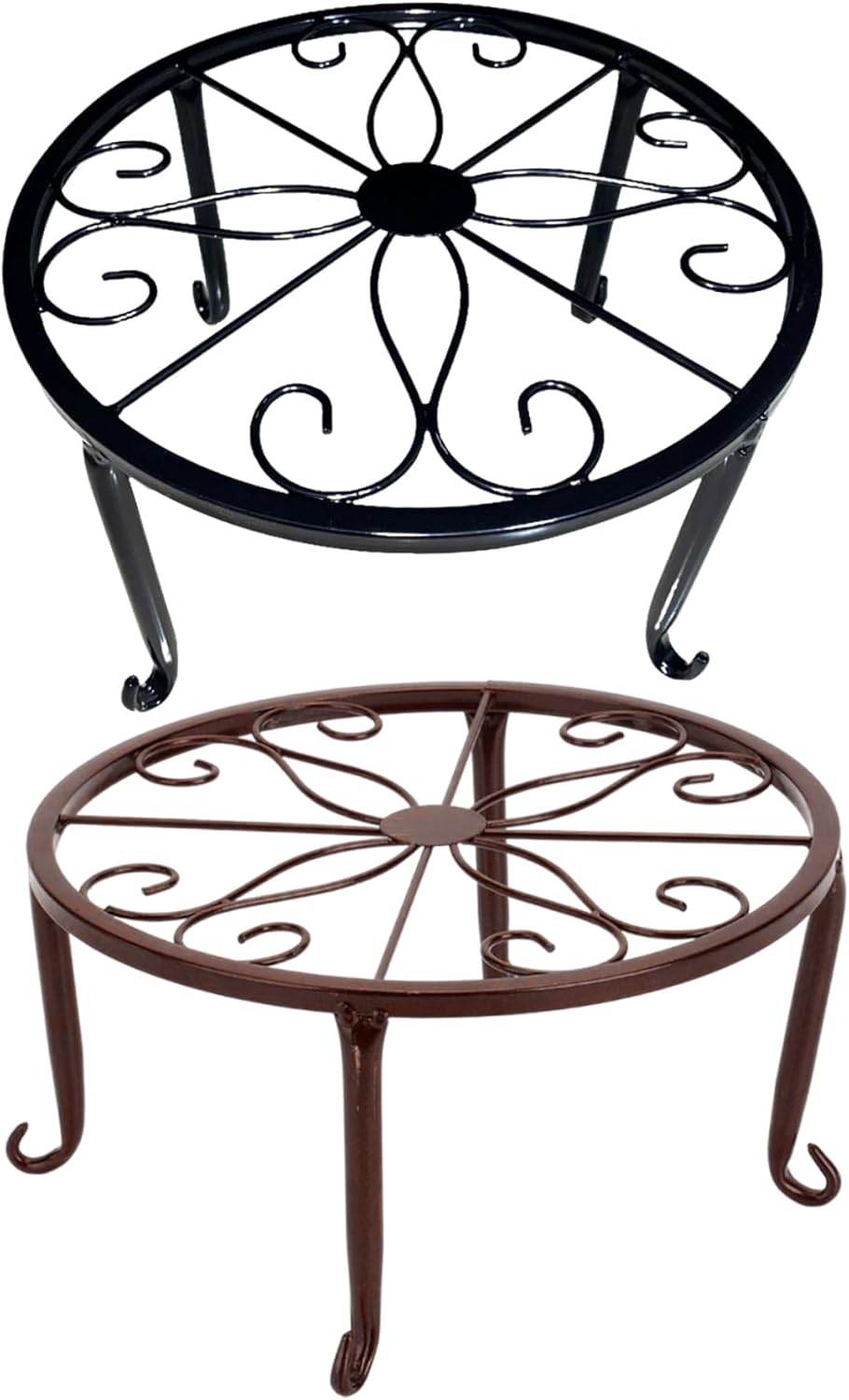 Soporte de metal para plantas al aire libre, 3 unidades, 9.4 in, resistente al óxido, soporte para macetas de estilo vintage, redondo, soporte para