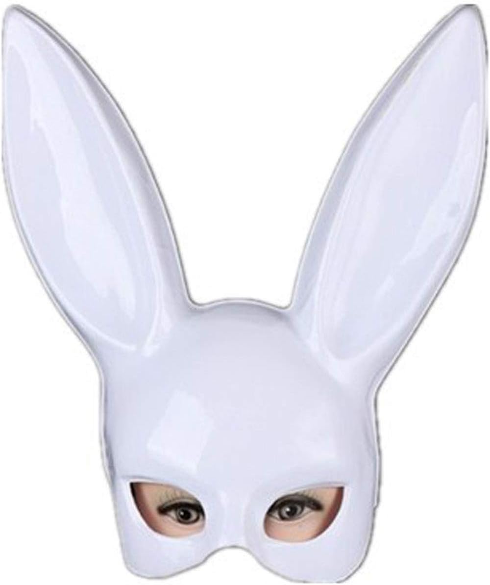 Máscara de conejo sexy de orejas largas, máscara de conejo para mujer, máscara de conejo para Pascua, Halloween, fiesta, accesorio de disfraz