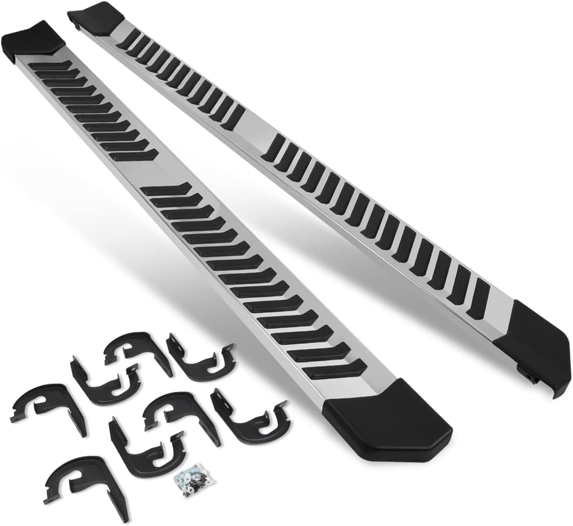 PM PERFORMOTOR Estribos de barra lateral de acero inoxidable plateado de 6 pulgadas compatibles con Ford F-150 Super Cab 2004-2014 (cabina