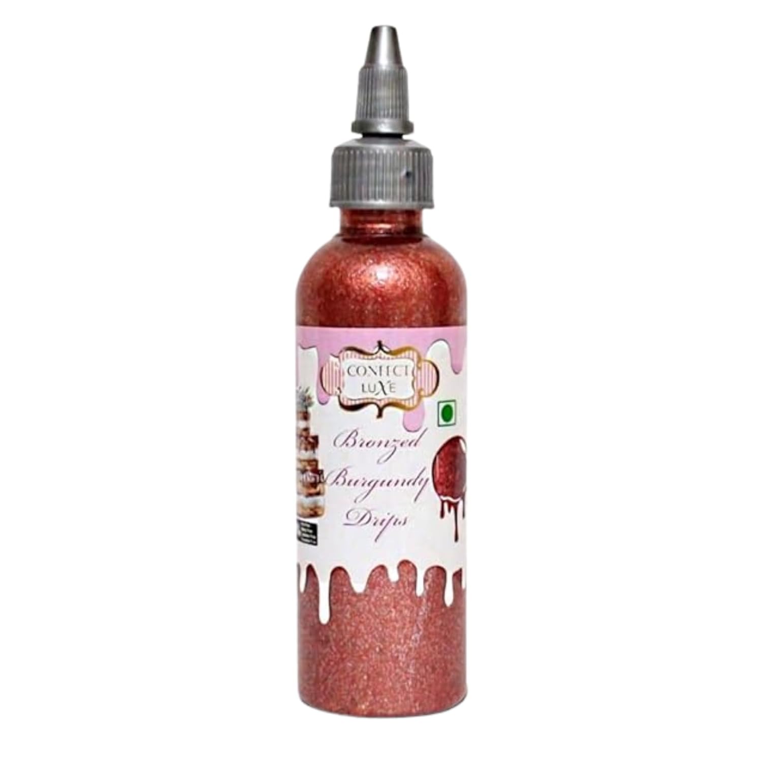 Confect Goteo comestible para decoración de pasteles, donas y cupcakes, color burdeos bronceado, 3.71 onzas