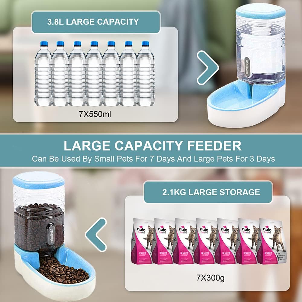 Alimentador automático para mascotas de 3.8 L, alimentador de alimentos y dispensador de agua para perros pequeños y grandes, gatos y mascotas