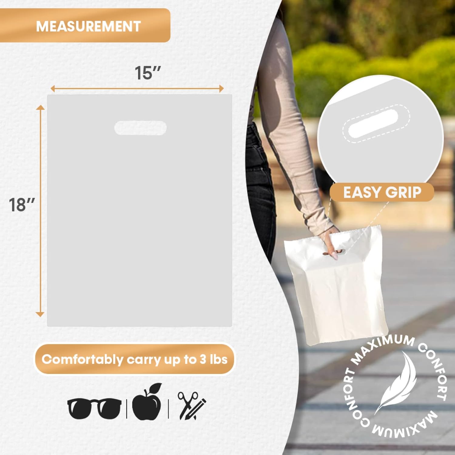 Bolsas de plástico blanco para tienda, diferentes tamaños de 9 x 12 pulgadas, 12 x 15 pulgadas, 15 x 18 pulgadas, paquetes de 100200500 bolsas de