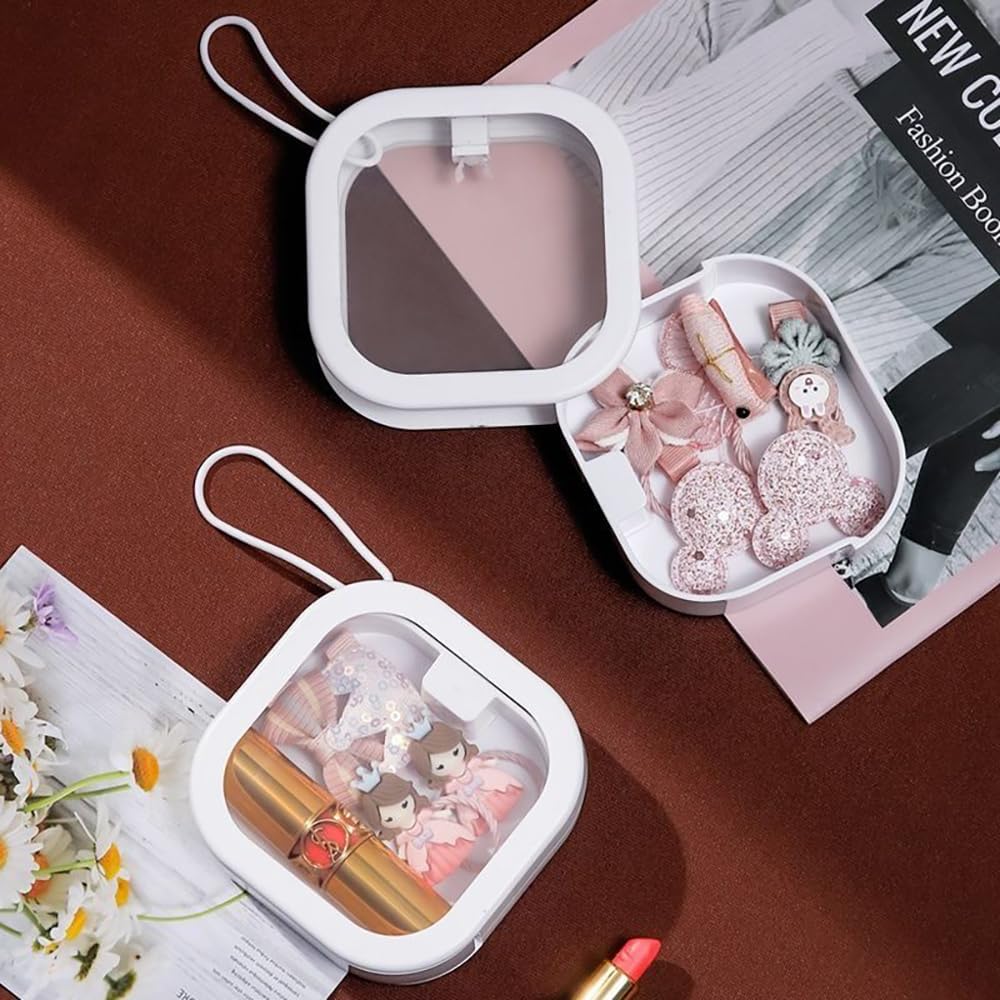 Hsufeng 1 caja organizadora de lazos para el cabello, organizador portátil para ligas para el cabello, organizador de joyas, dispensador de viaje
