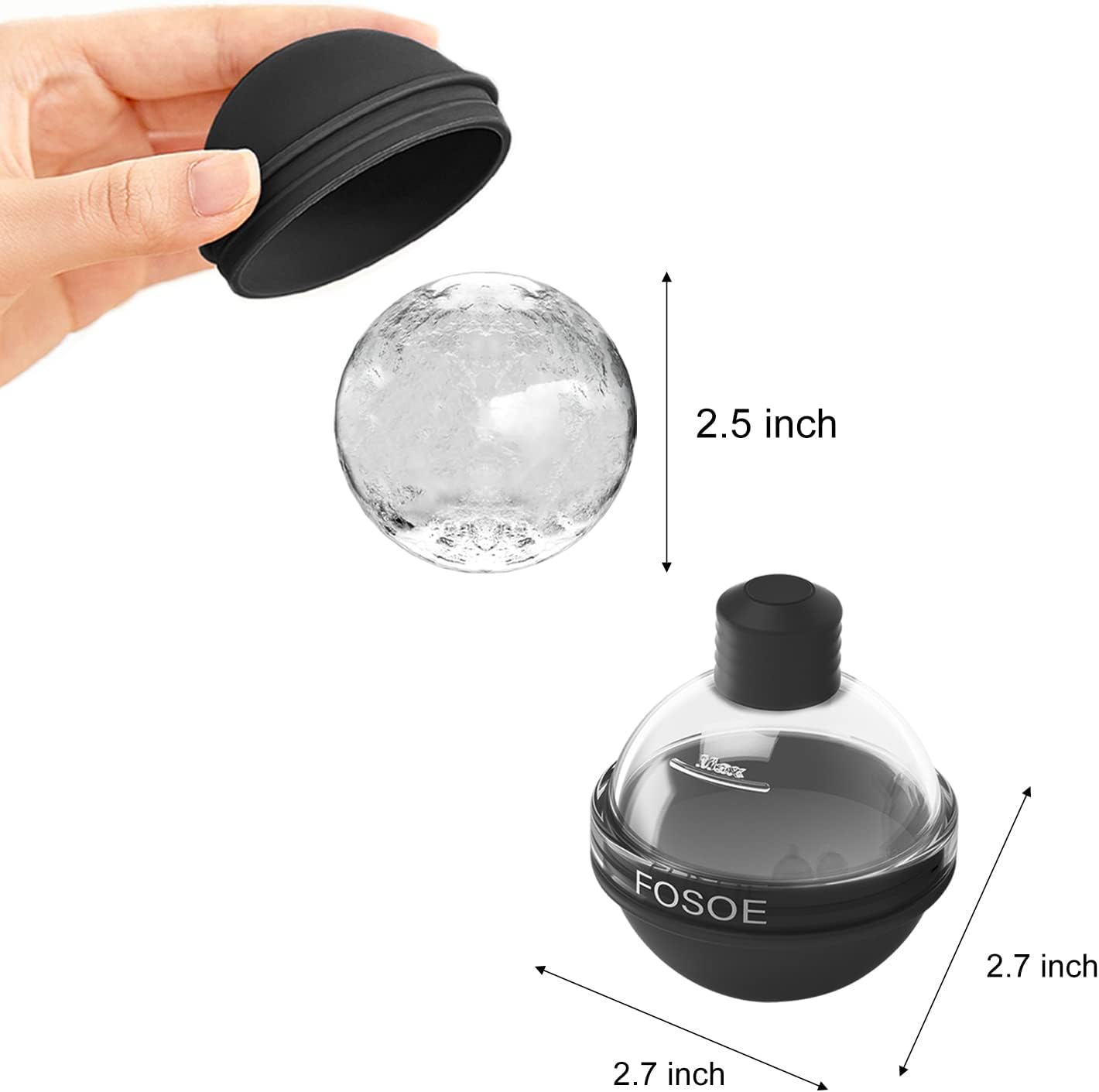 Moldes de silicona para bolas de hielo para whisky, juego de 4 fabricantes redondos con tapas para cócteles, bourbon y bebidas