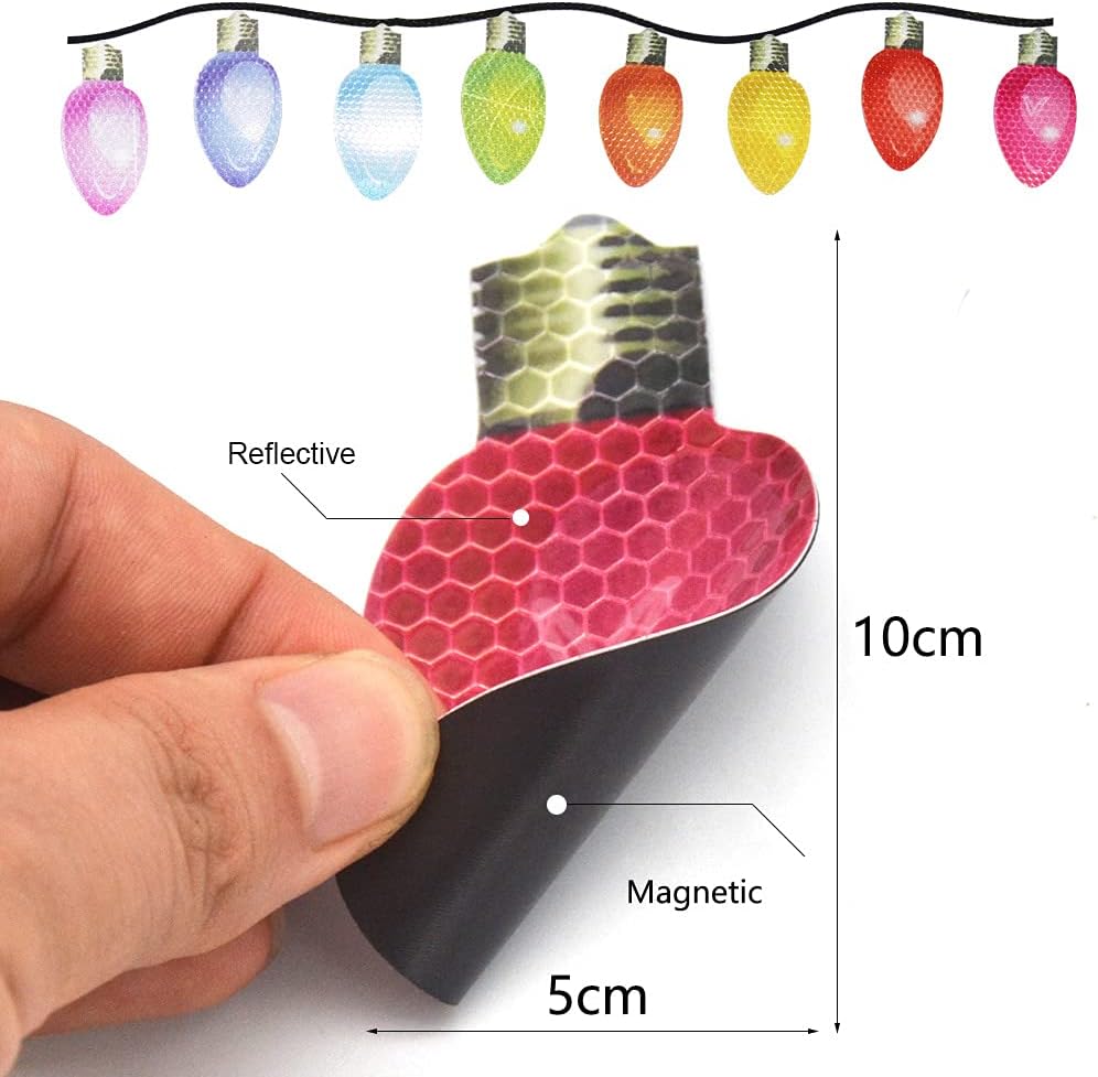 YINGZI Decoración magnética de bombilla reflectante, calcomanías reflectantes magnéticas impermeables para automóvil, decoraciones de vacaciones,