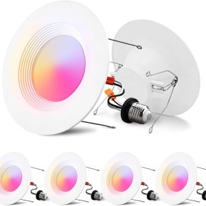Luces LED inteligentes de 6 pulgadas, 12 W, 1000 lúmenes, paquete de 4 luces LED inteligentes que funcionan con AlexaGoogle, iluminación empotrada Luces LED inteligentes de 6 pulgadas, 12 W, 1000 lúmenes, paquete de 4 luces LED inteligentes que funcionan con AlexaGoogle, iluminación empotrada