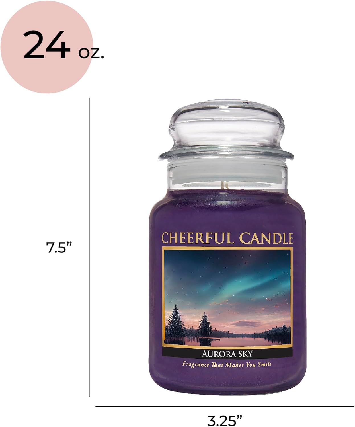 A Cheerful Giver – Aurora Sky – Tarro grande de vela perfumada de 24 onzas con tapa – Vela alegre – 135 horas de tiempo de combustión, regalo de