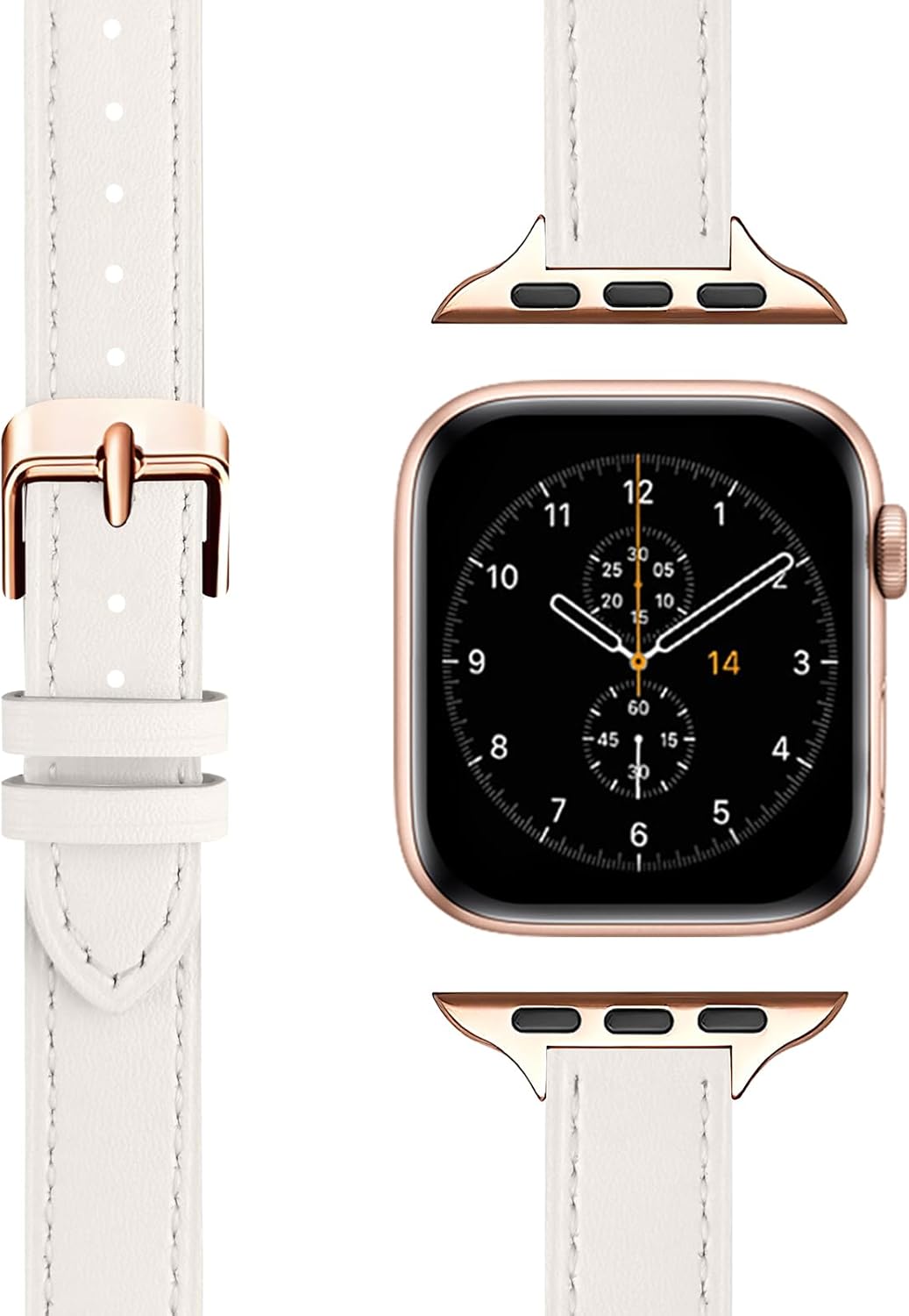 Correas delgadas de cuero compatibles con Apple Watch de 1.496 in 1.575 in 1.614 in 1.654 in 1.732 in 1.772 in 1.929 in, correa de cuero de grano