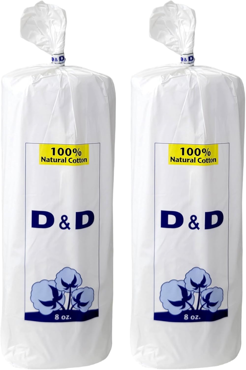 D&D – Rollo de algodón natural 100% no estéril, absorbente, 8 onzas, paquete de 2 (2)