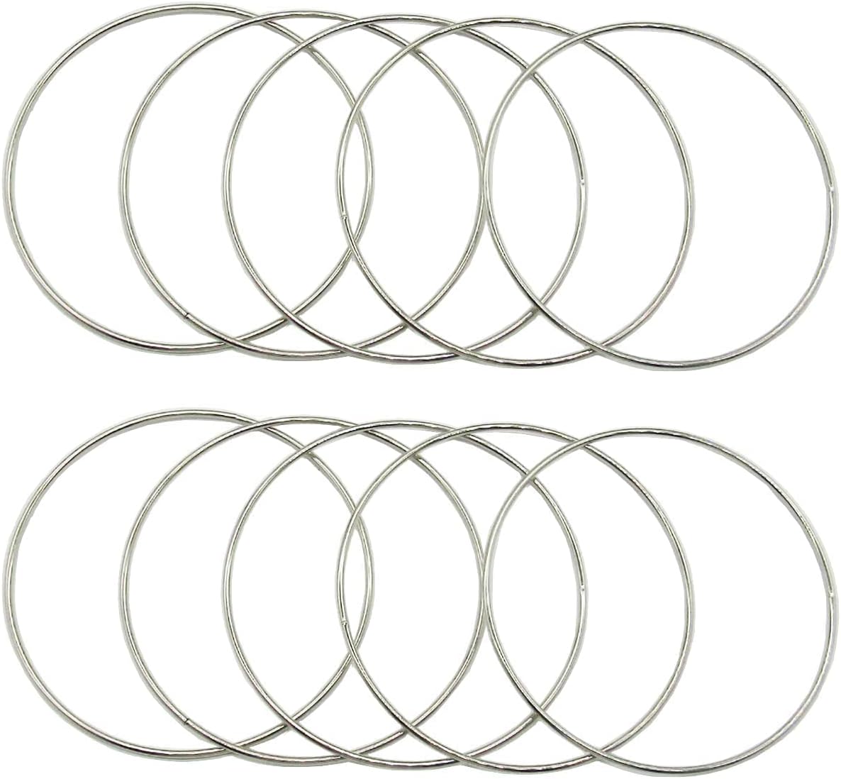 12 anillos de metal plateado de 4 pulgadas, anillos de macramé para atrapasueños y manualidades (plata, 4 pulgadas)