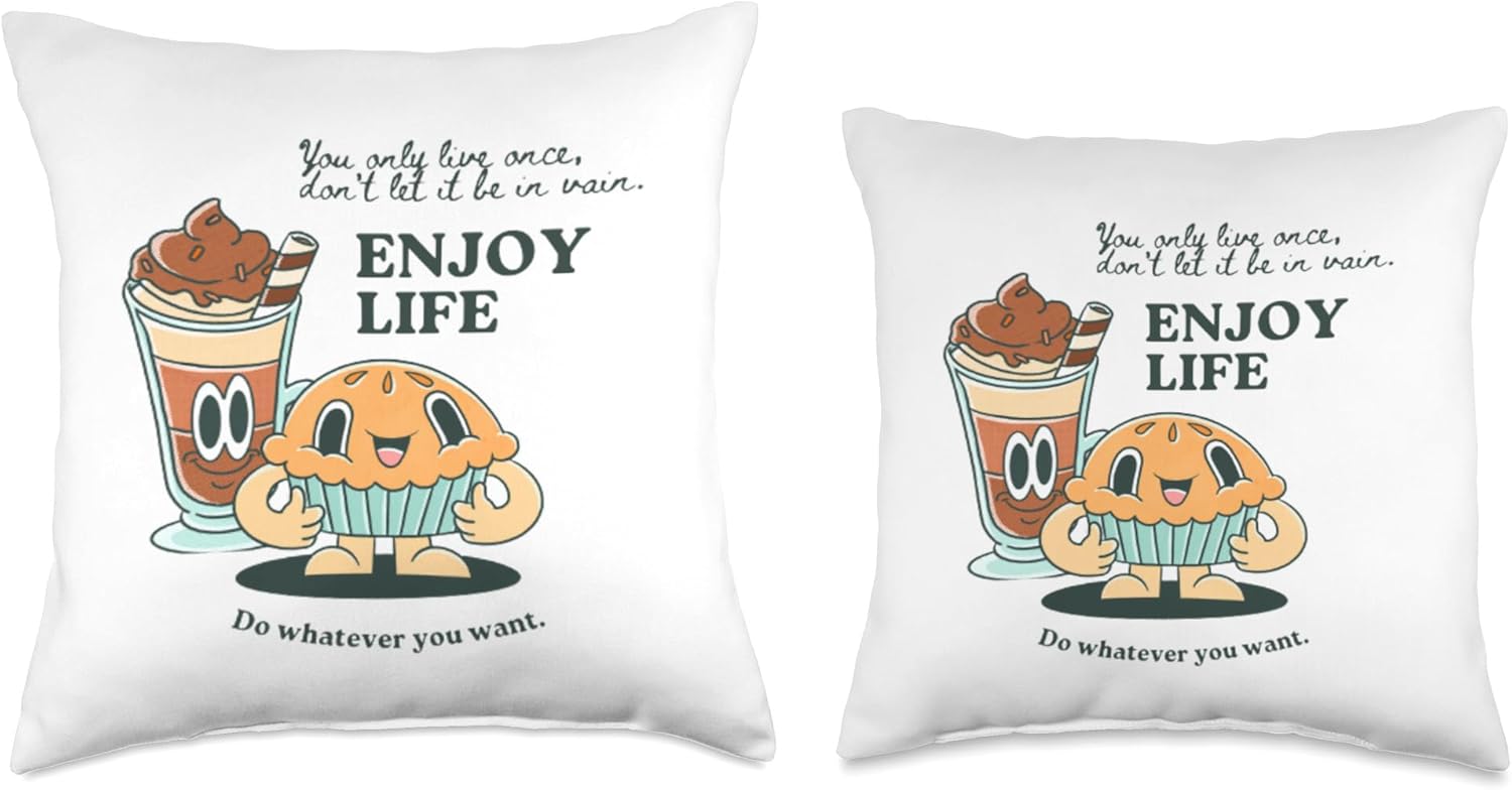 Enjoy Life-Food Lover Throw Pillow, 16×16, Multicolor