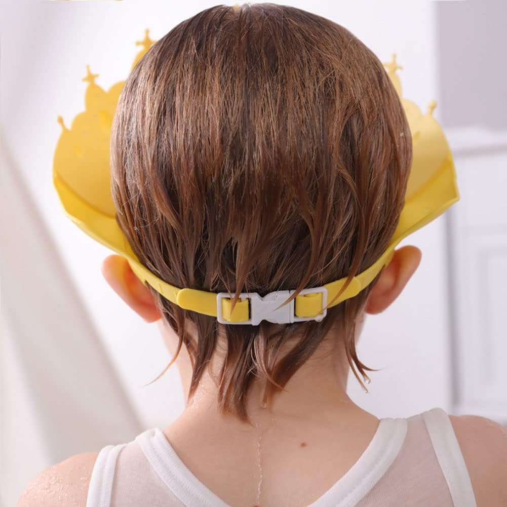 Gorro de ducha de bebé, sombrero de champú impermeable para niños y niñas pequeños que protege las orejas y los ojos. Corona de baño de silicona