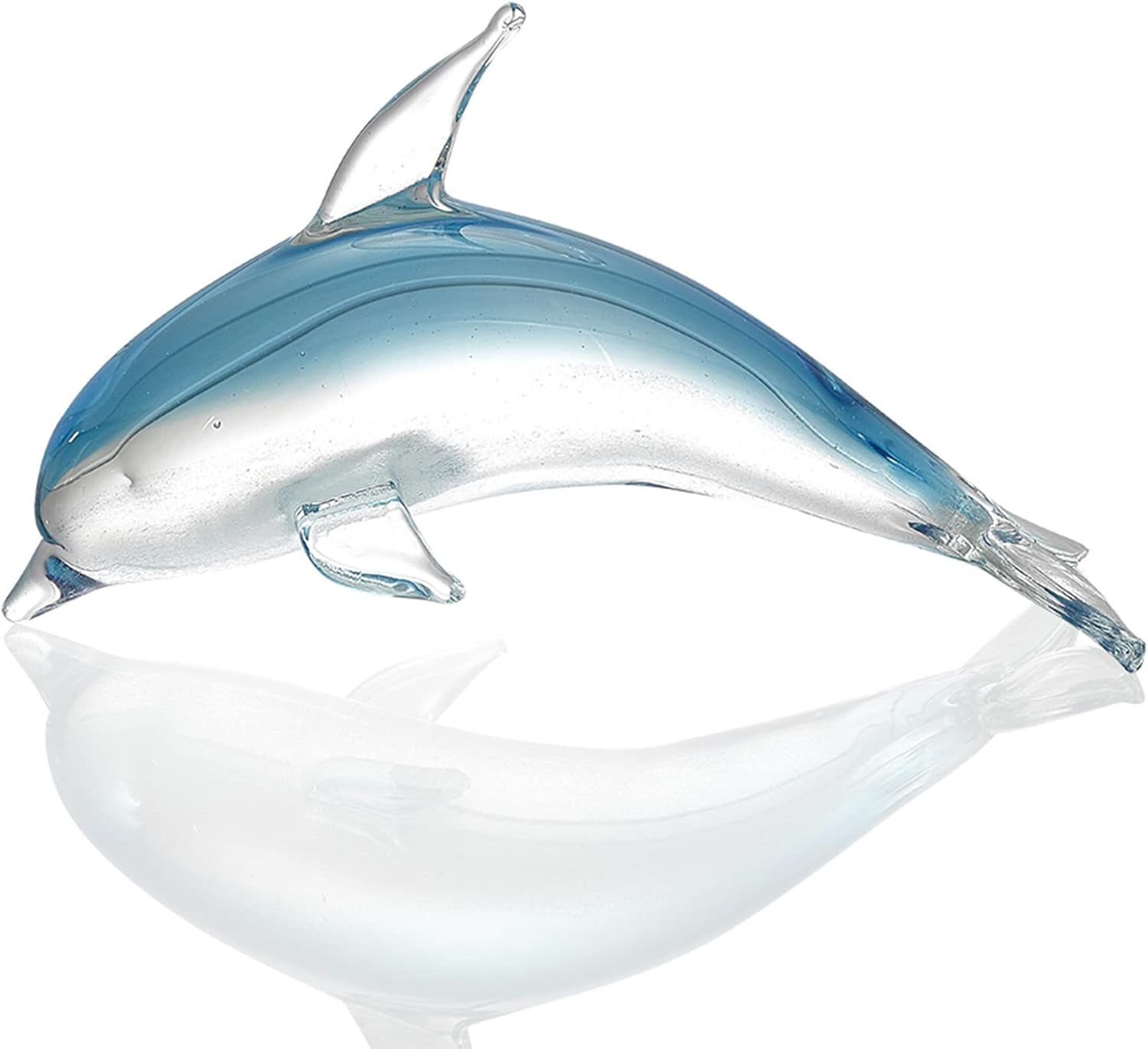 SPI Home 58055 – Figura decorativa de cristal decorativo con diseño de delfín que brilla en la oscuridad, color azul turquesa