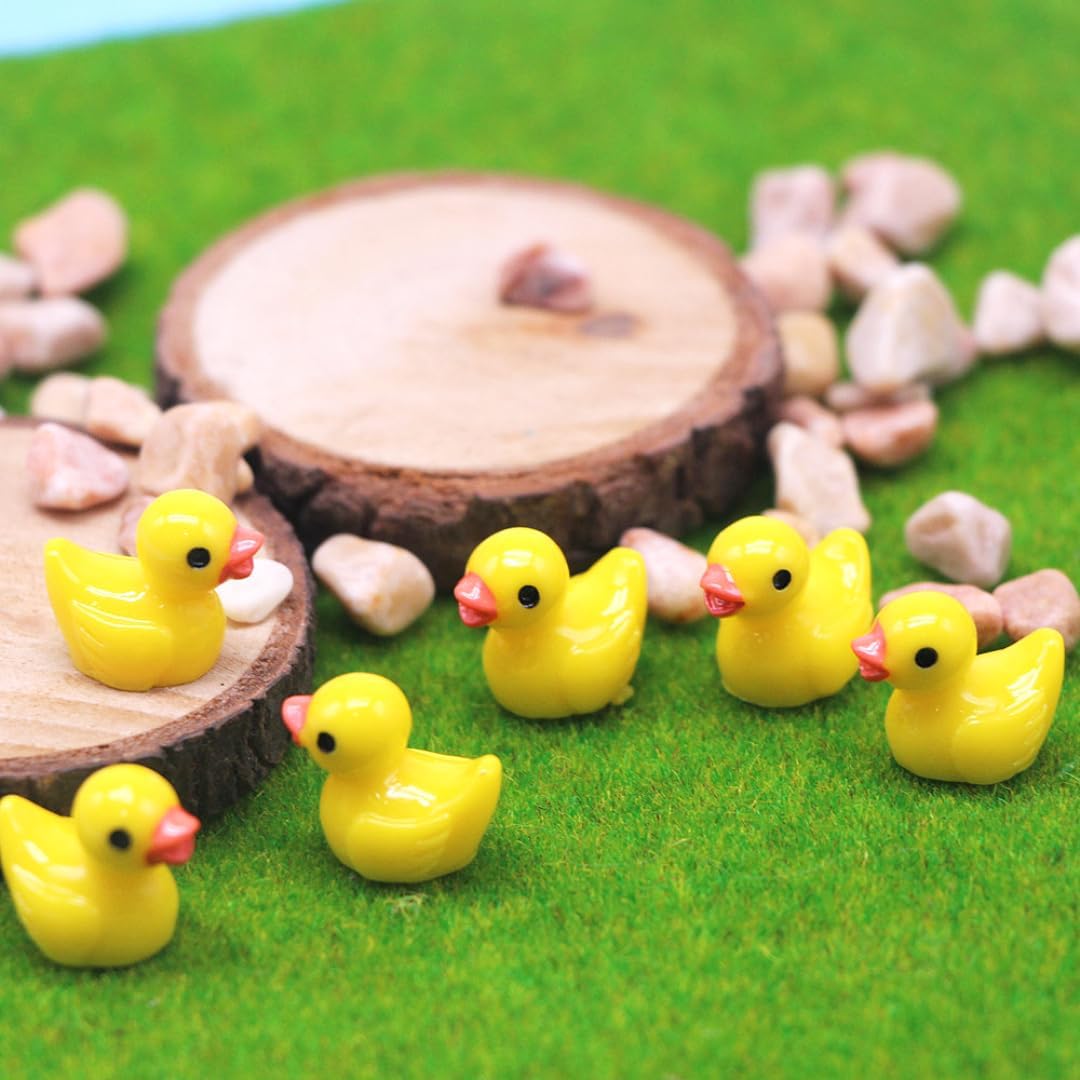 120 piezas de mini patos de resina, figuras en miniatura de pato pequeño a granel para fiestas, decoraciones de micro paisajes, adornos de acuario,