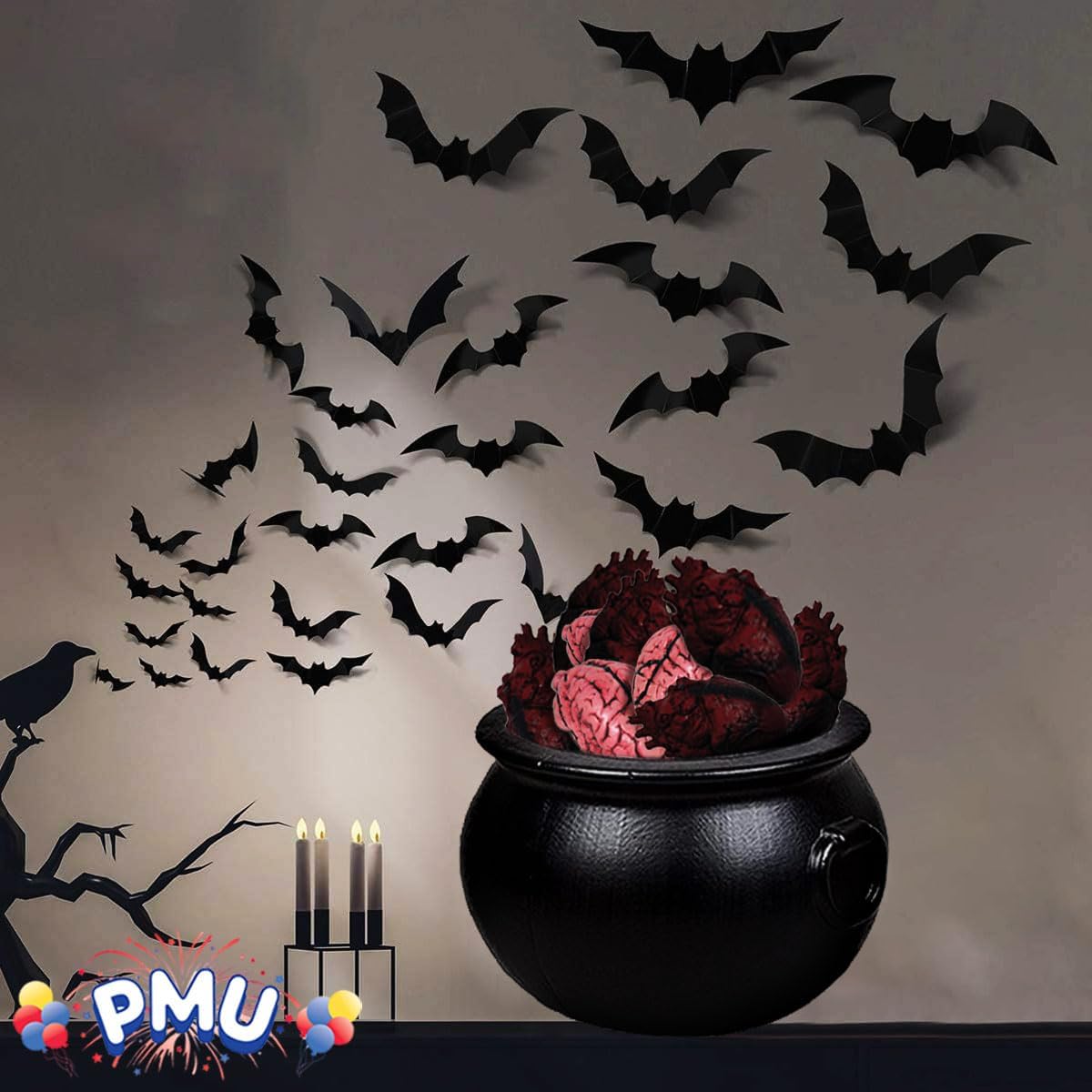 PMU Caldero de Halloween  Molde de soplado, accesorio de plástico para fiestas, soporte para dulces para niños, recuerdos y suministros de fiesta de