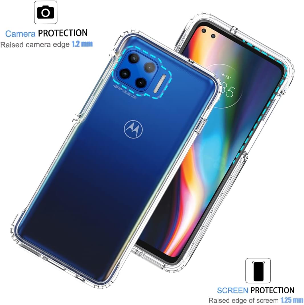 Funda para Moto G 5G PlusOne 5G UW XT2075 con protector de pantalla de vidrio templado, carcasa protectora de cuerpo completo transparente de