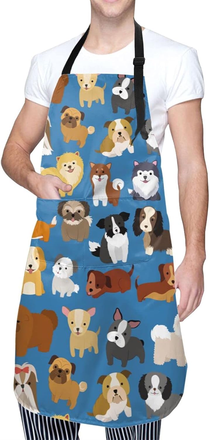 Wisedeal Delantal para perros y cachorros, delantal para perros de varias razas con 2 bolsillos para mujeres, adecuado para cocinar, chef, parrilla,