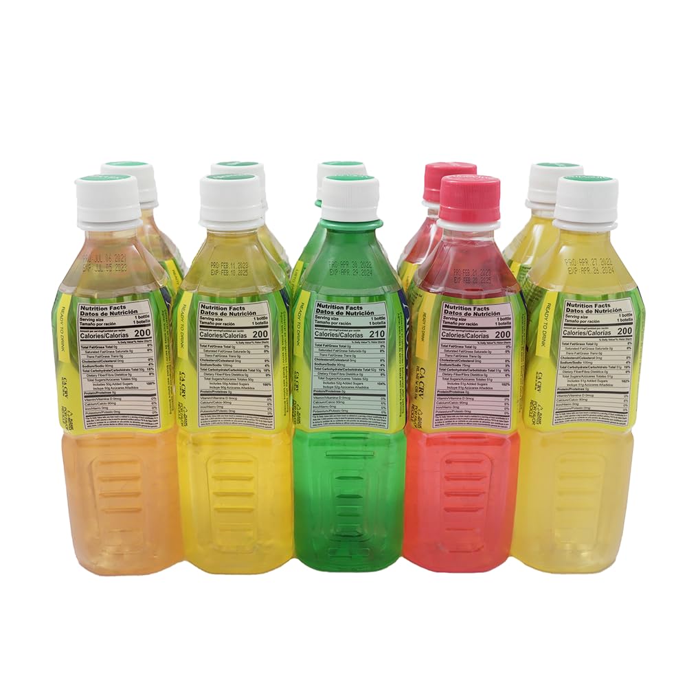Aloevine Jugo de bebida de aloe vera l variedad  16.9 oz. paquete de 10 l 2 originales, 2 sandías, 2 mangos, 2 granadas, 2 piñas  bebidas vegetales