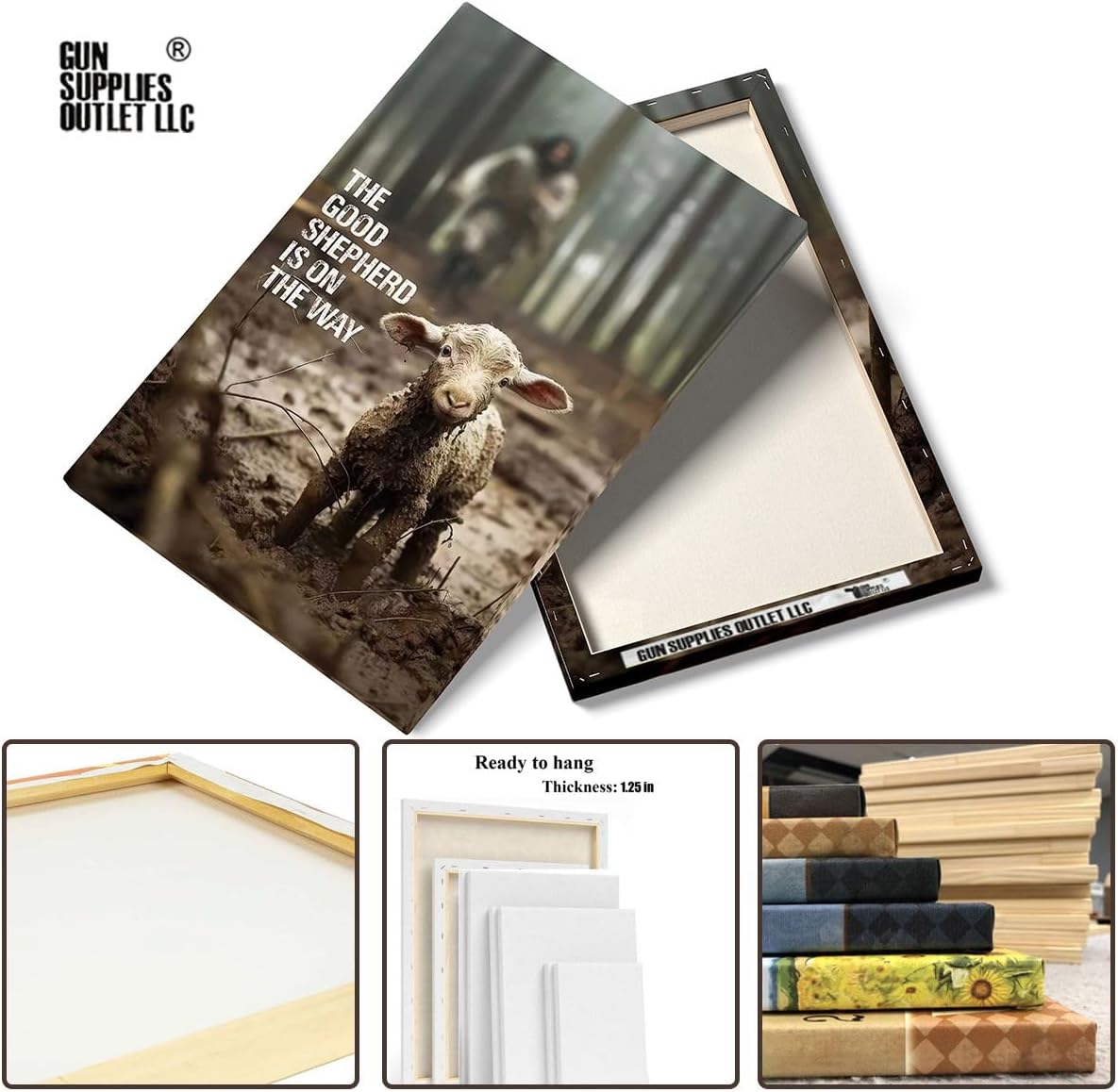 GUN SUPPLIES OUTLET LLC Lienzo cristiano para pared, imagen de cordero salvador de Jesús, arte de correr de Jesús, decoración de pared cristiana