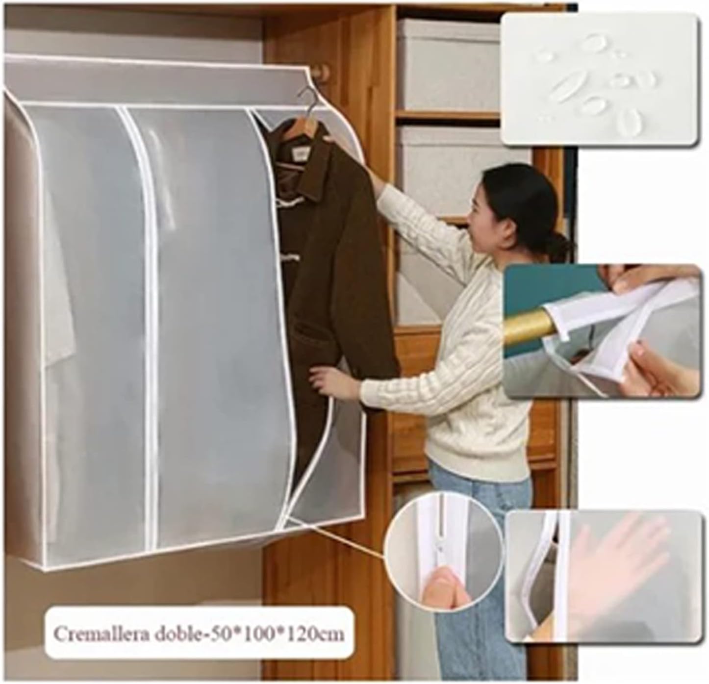 TOPINCN 47.2×39.4×19.7 in Clear Garment Rack Cover Cover Super Grande Transparente 3D Cremallera Ropa Cubierta de Polvo Armario Bolsa de
