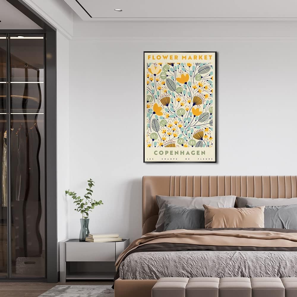 Póster de mercado de flores coloridas para habitación, estética, lienzo floral de Copenhague, arte para pared, hojas botánicas, pintura abstracta