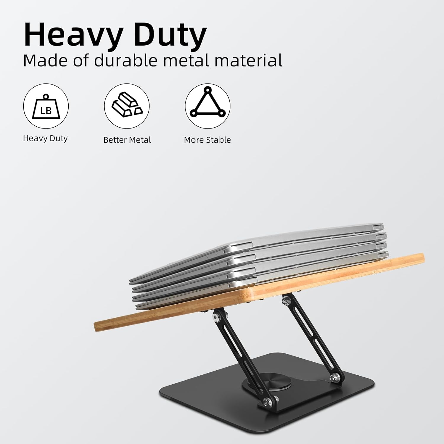wishacc Soporte para computadora portátil para escritorio, soporte de computadora ajustable con base giratoria de 360, elevador ergonómico para