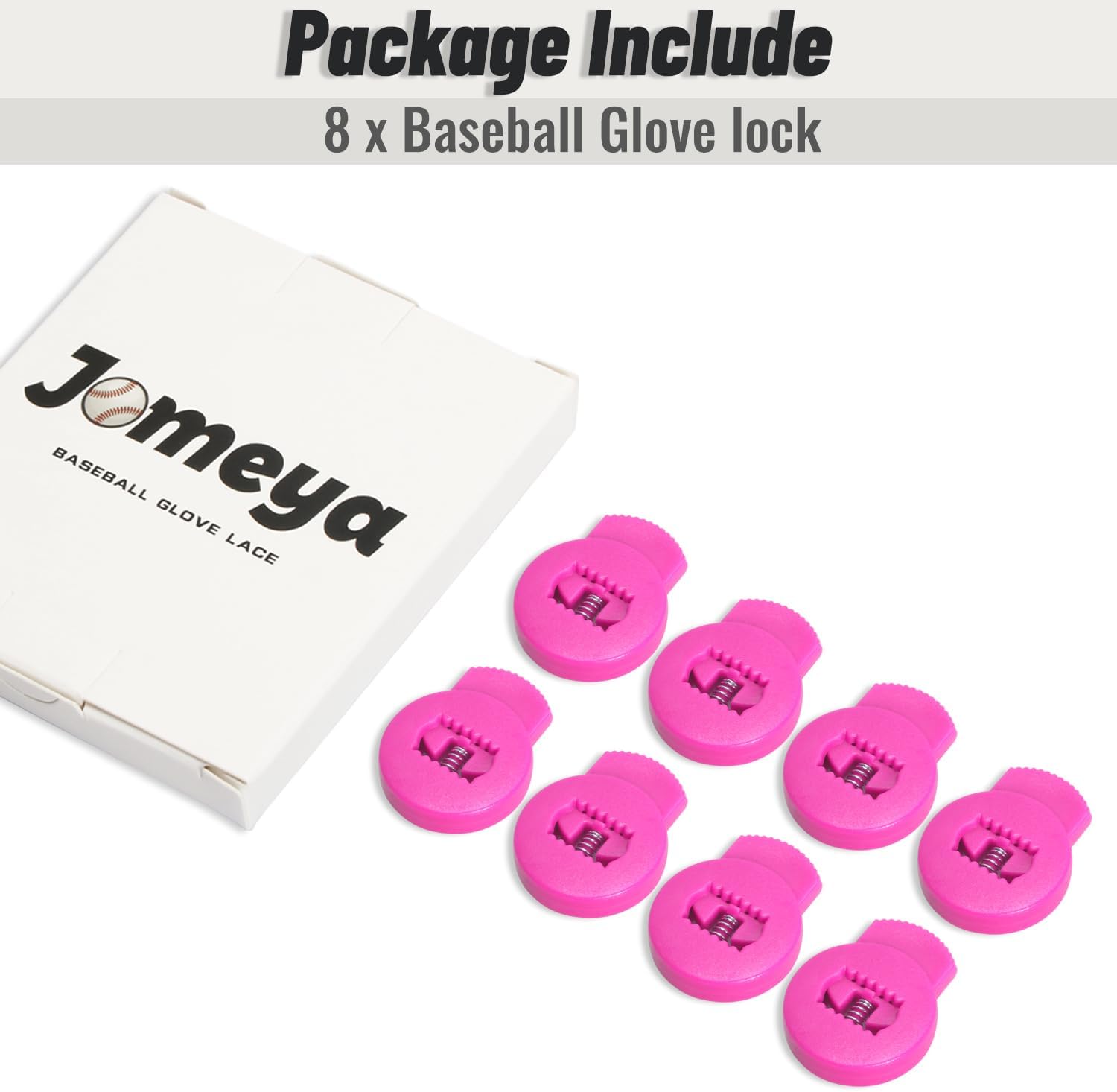 Jomeya Cerraduras para guantes, paquete de 8 cerraduras de encaje para guantes de béisbol, no requieren más nudos, ajuste universal para guantes de