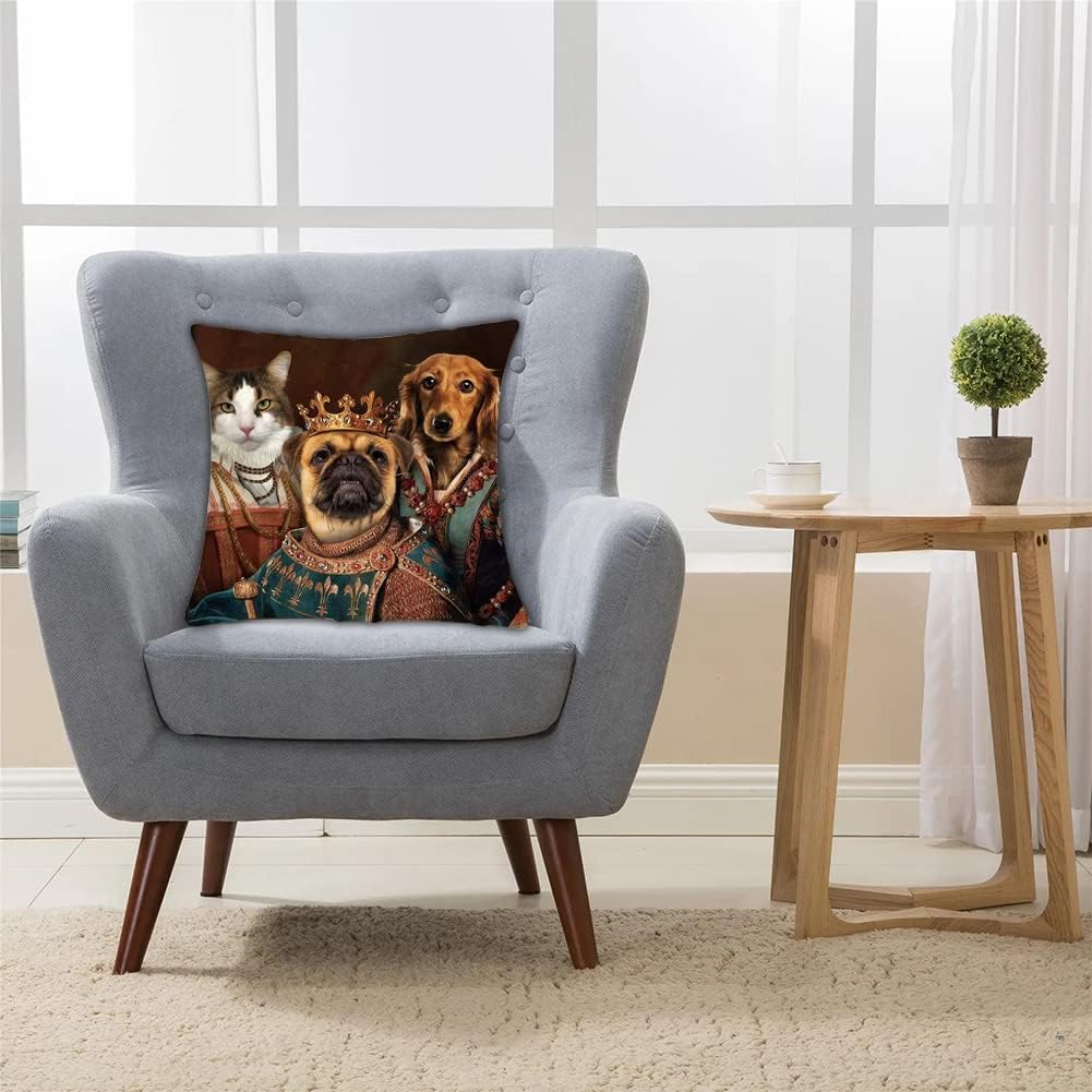 Divertida funda de almohada con diseño de retrato de mascota, gato y perro, funda de almohada para auto, sofá, oficina, cama, habitación, decoración