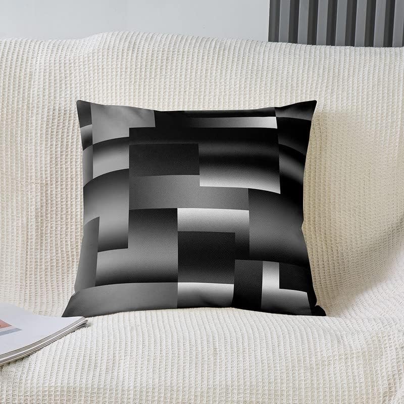 jejeloiu Funda de almohada abstracta de 20 x 20 pulgadas, suave, moderna, arte abstracto, funda de cojín para sofá, negro, blanco, gris, fundas de