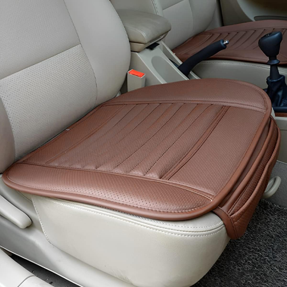 zipelo Paquete de 2 fundas de asiento de automóvil para asientos delanteros, protector de cojín de cuero transpirable, asiento antideslizante para
