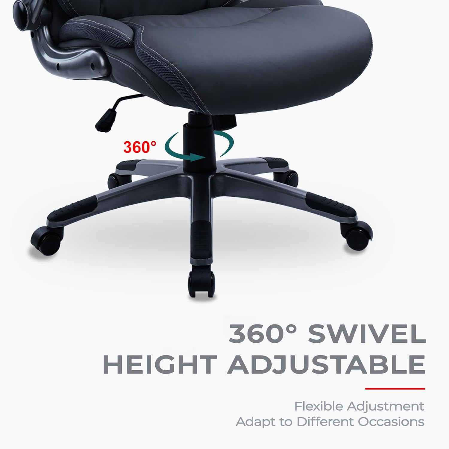 CLATINA Silla ergonómica de oficina con respaldo alto de piel sintética, brazos abatibles, reposacabezas grueso, soporte lumbar, giratorio, silla de