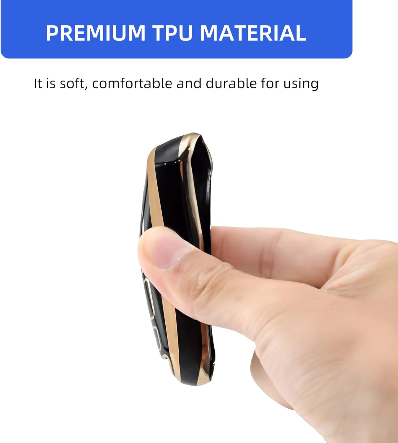 OFFCURVE Funda para llavero de coche compatible con Mazda A, Oro Negro+llavero