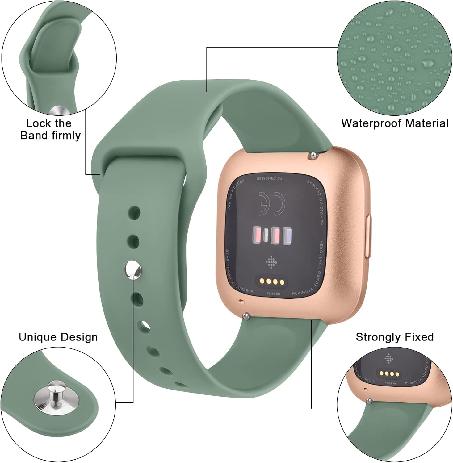Paquete de 3 bandas de silicona compatibles con Fitbit Versa 2 bandas para mujeres y hombres, correas de repuesto deportivas suaves y transpirables