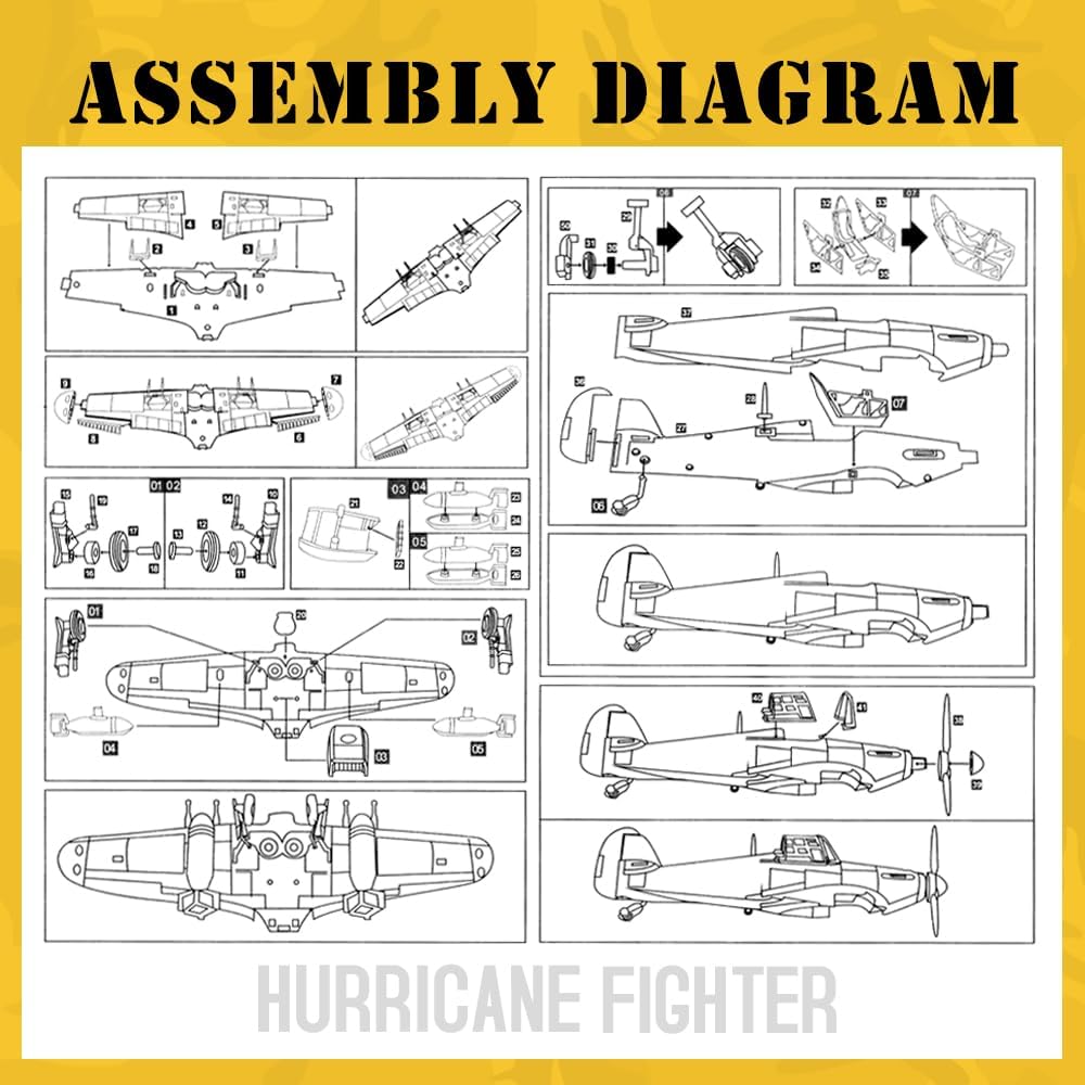 ViiKONDO 148 WWII UK Hurricane Fighter British Aircraft Militar Warplane Modelo Kit de construcción DIY Asamblea Jet Toy Avión (01)
